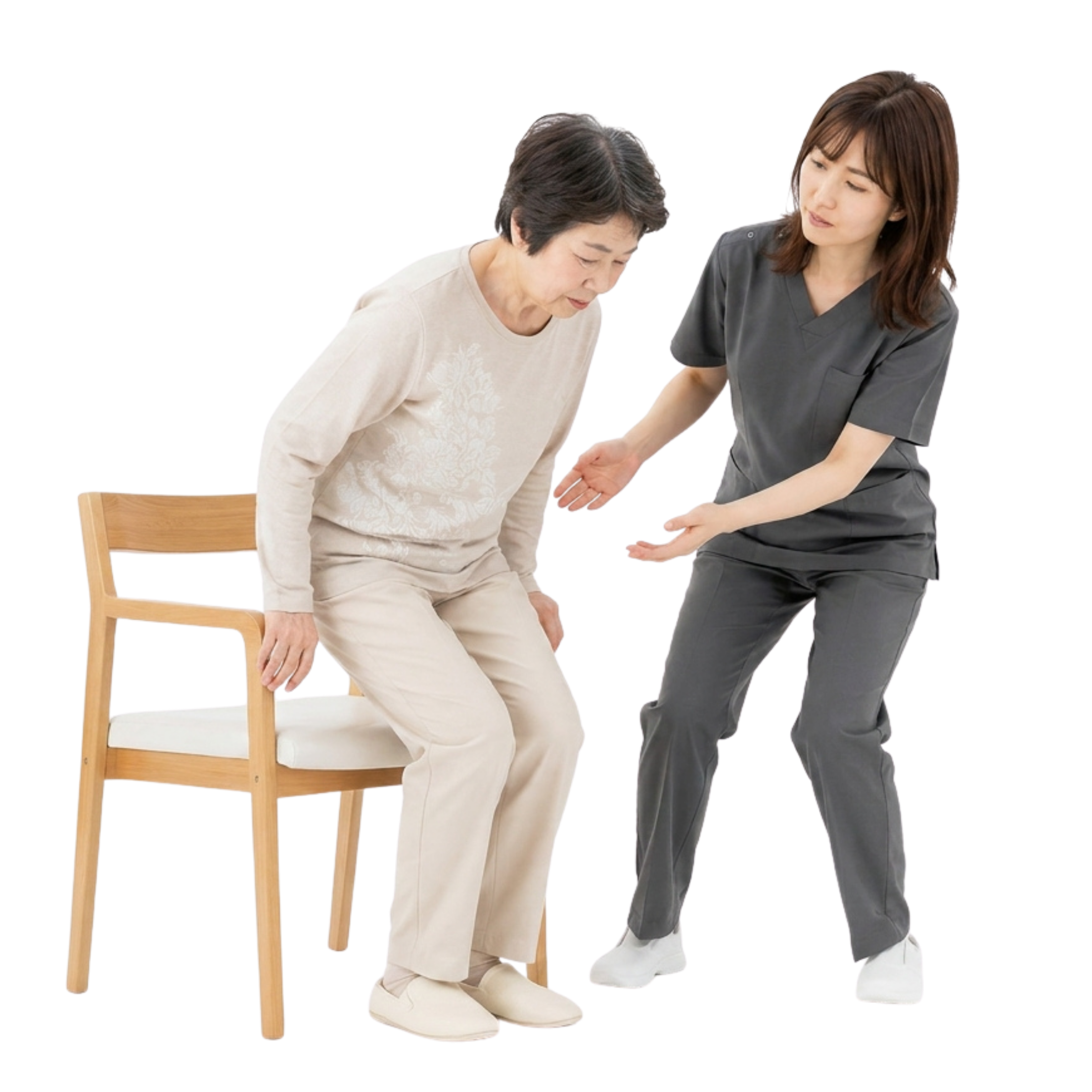 利用者の立ち上がりを支える訪問リハビリ職